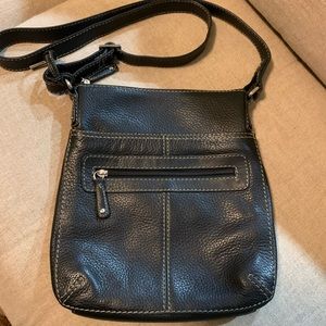 Fossil black leather crossbody bag